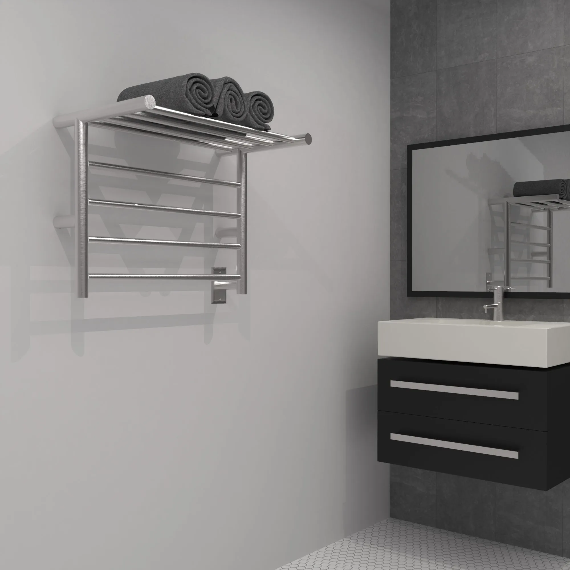 Amba RSH-B Wall-Mounted Towel Warmer With Shelf Stainless - Brushed
