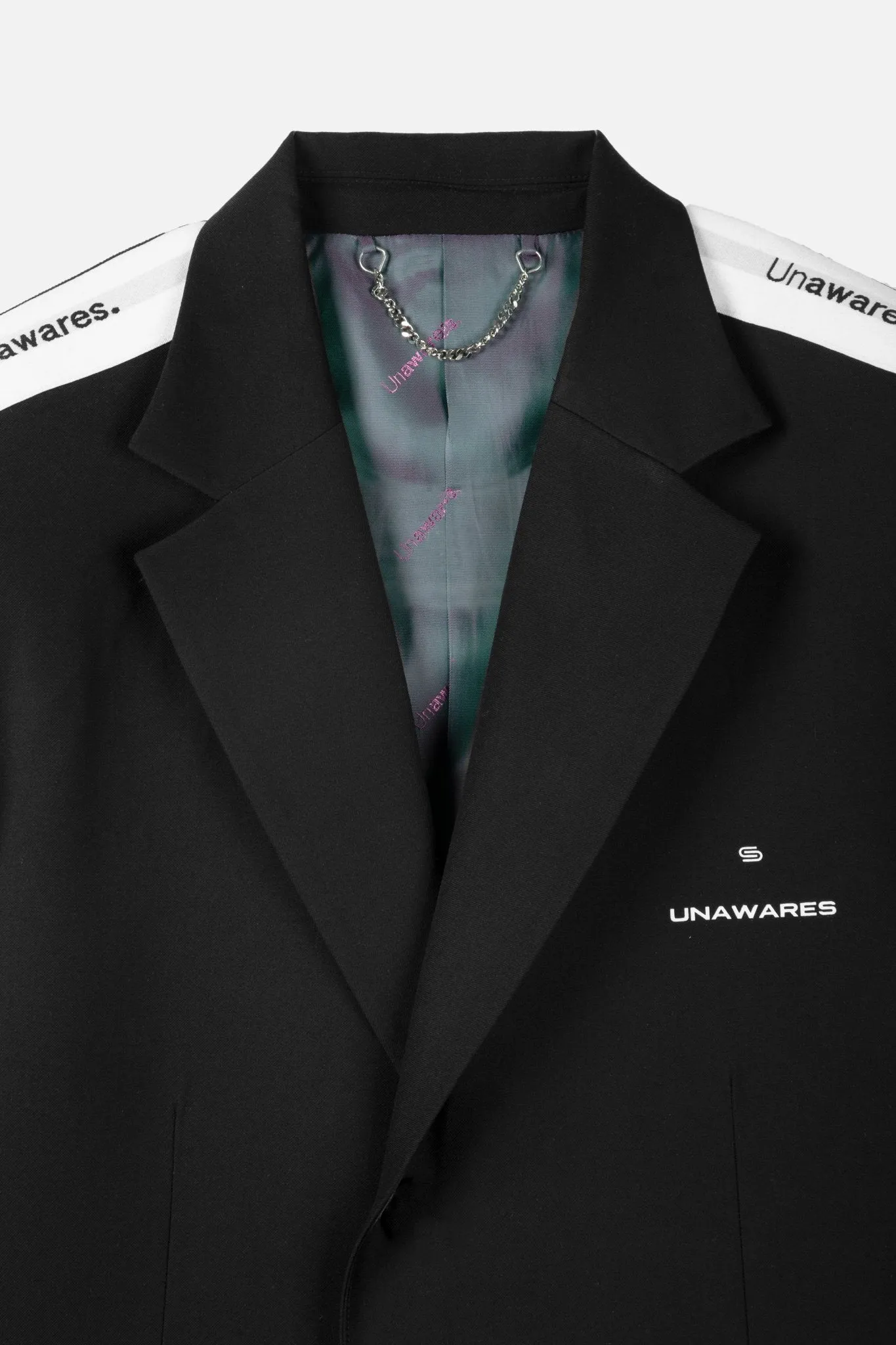 Black Color Blocking Strap Single Breasted Suit