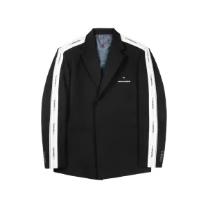 Black Color Blocking Strap Single Breasted Suit
