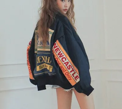 Joskaa JESSIC Spring Jacket Women Windbreaker Coat Patch Designs Harajuku Loose Bomber Streetwear Casual Basic Oversize Short Jacket