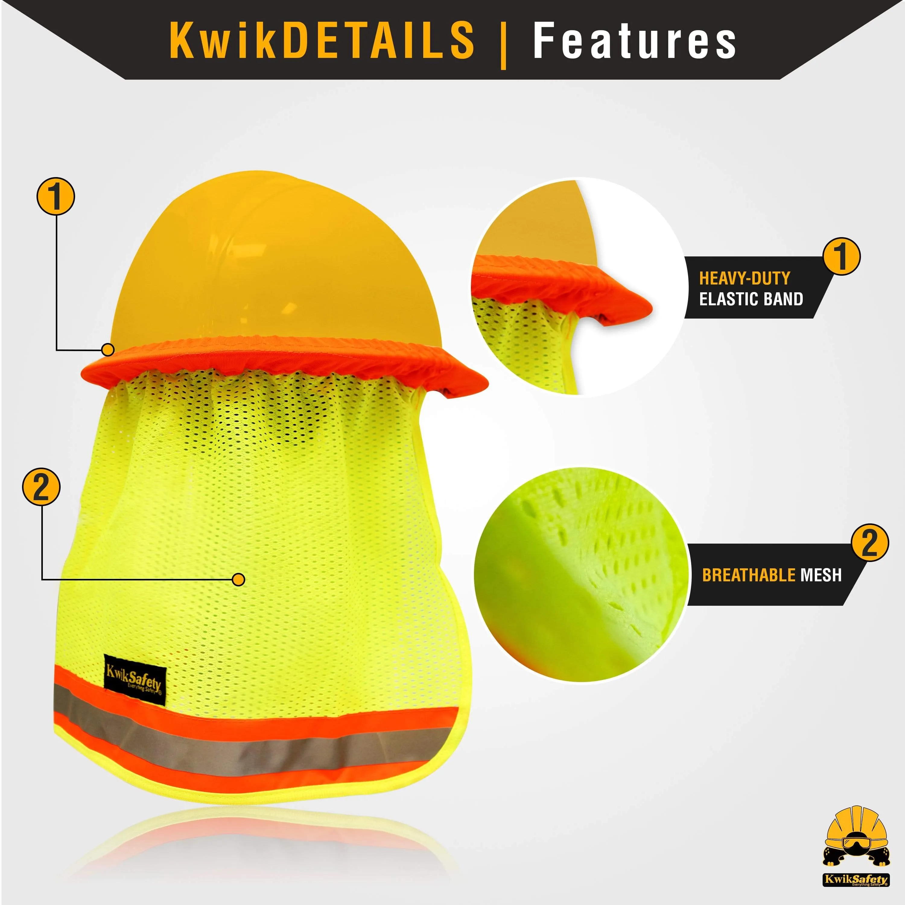 KwikSafety YELLOW TURTLE SHELL Hard Hat (10 COOLING VENTS) Type 1 Class C ANSI Tested OSHA Compliant Standard Cap Style PPE - Model No.: KS1601