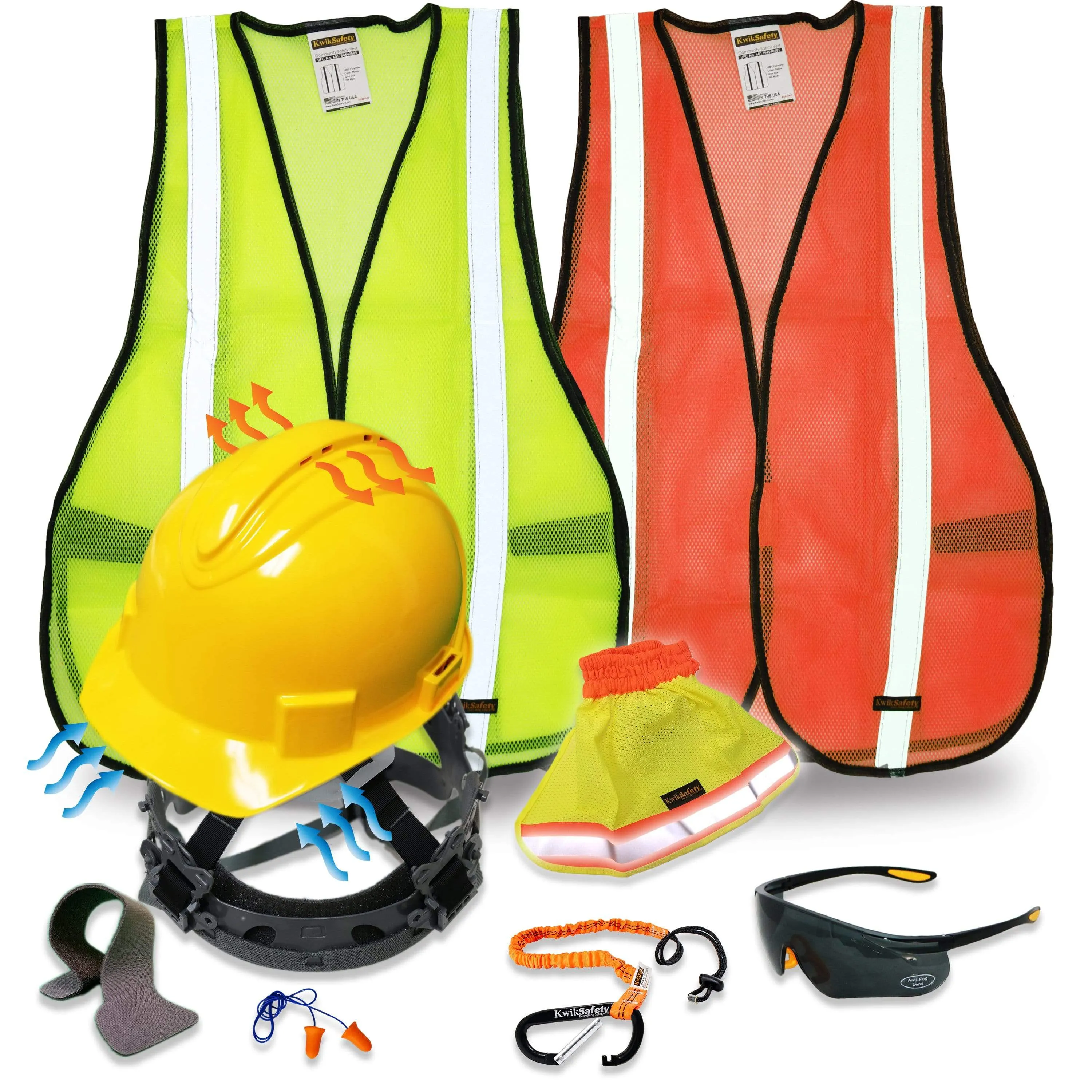 KwikSafety YELLOW TURTLE SHELL Hard Hat (10 COOLING VENTS) Type 1 Class C ANSI Tested OSHA Compliant Standard Cap Style PPE - Model No.: KS1601
