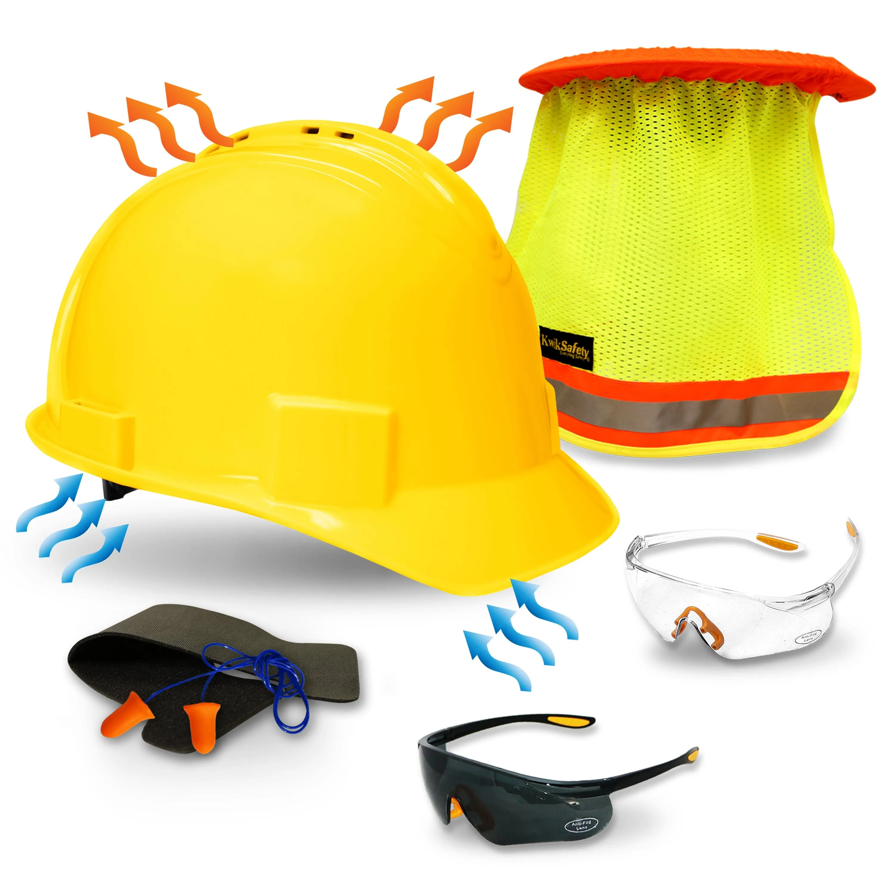 KwikSafety YELLOW TURTLE SHELL Hard Hat (10 COOLING VENTS) Type 1 Class C ANSI Tested OSHA Compliant Standard Cap Style PPE - Model No.: KS1601