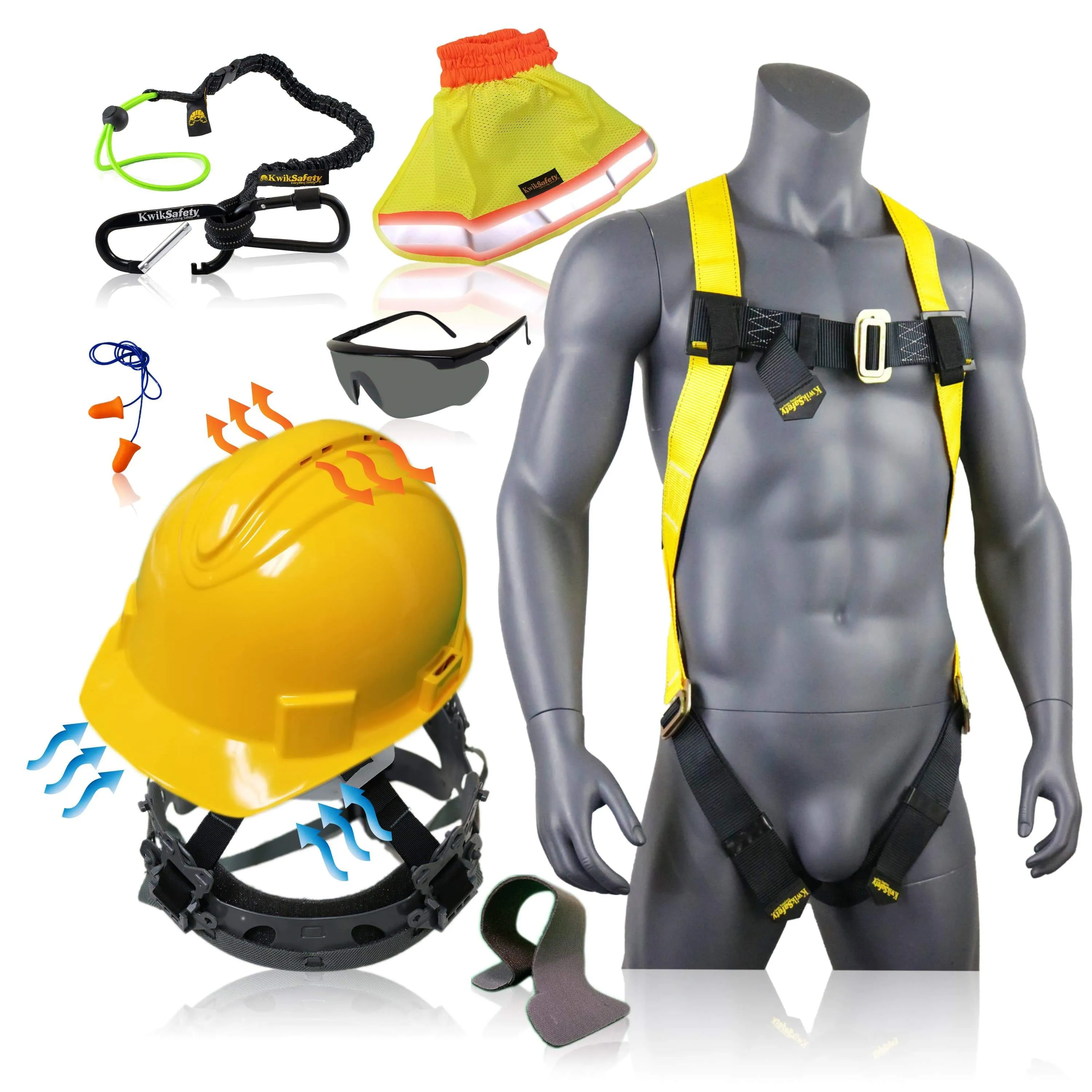 KwikSafety YELLOW TURTLE SHELL Hard Hat (10 COOLING VENTS) Type 1 Class C ANSI Tested OSHA Compliant Standard Cap Style PPE - Model No.: KS1601