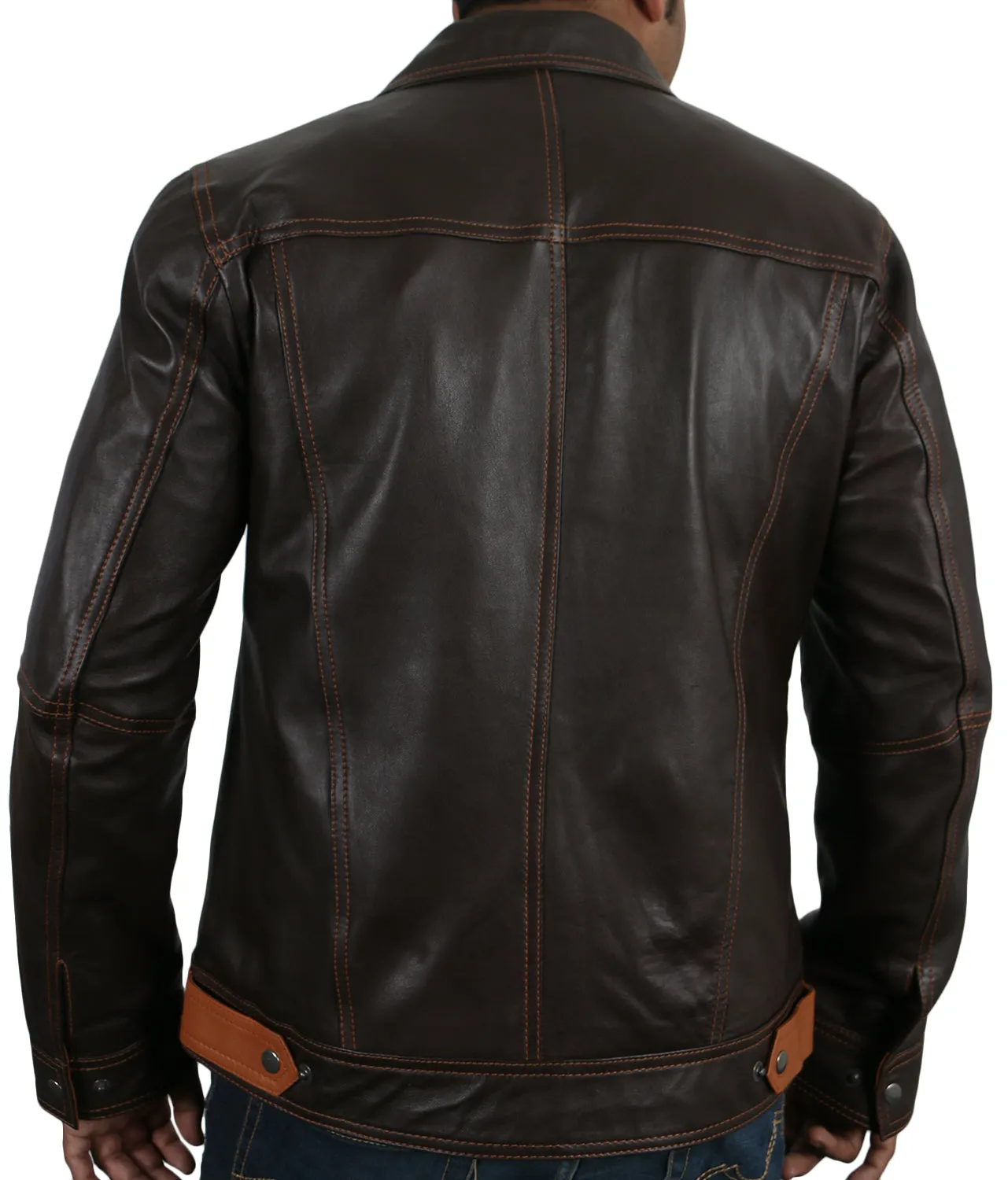 Leather Jackets Hub Mens Genuine Lambskin Leather Jacket (Brown-Cognic-Tan, Fencing Jacket) - 1501786