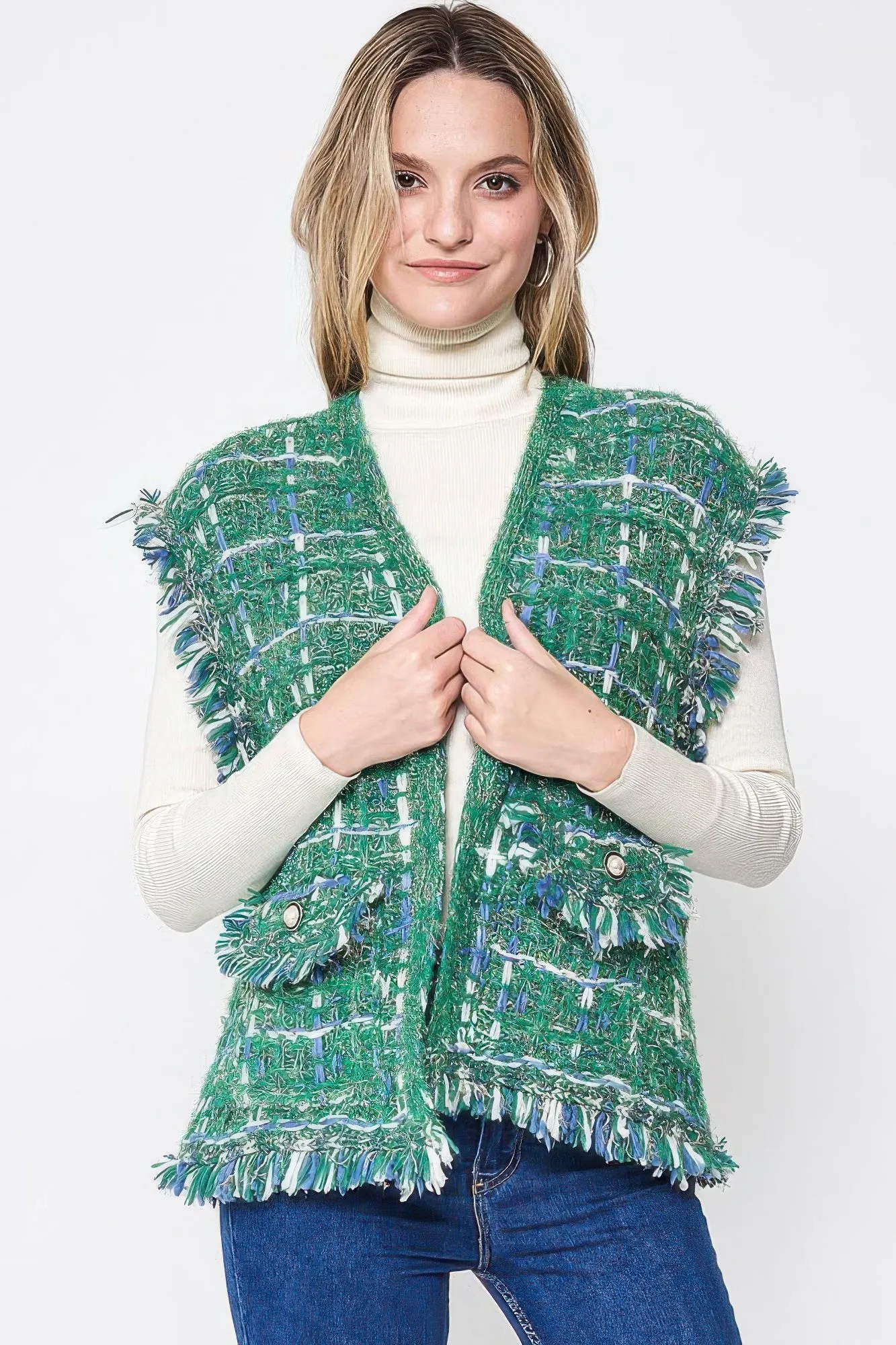 Plaid Tweed Vest
