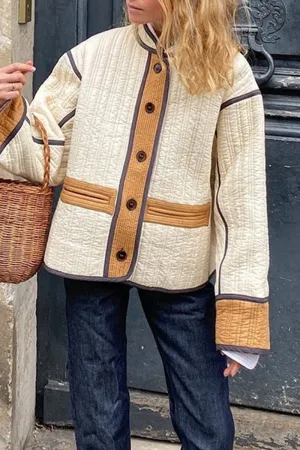 Purpdrank - Apricot Street Patchwork Contrast O Neck Outerwear