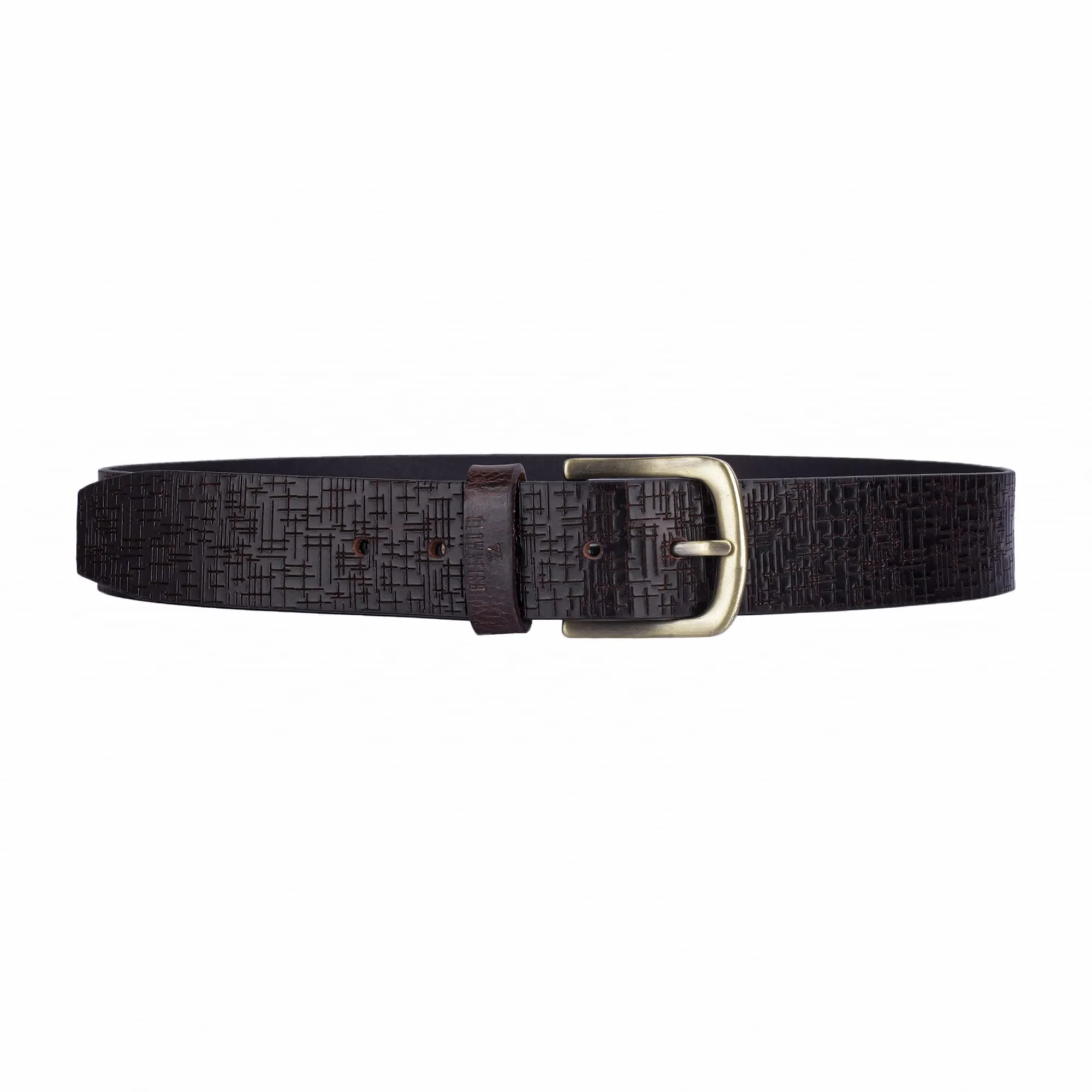 THE CLOWNFISH Men's Genuine Leather Belt with Textured Design- Brown (Size-32 inches)