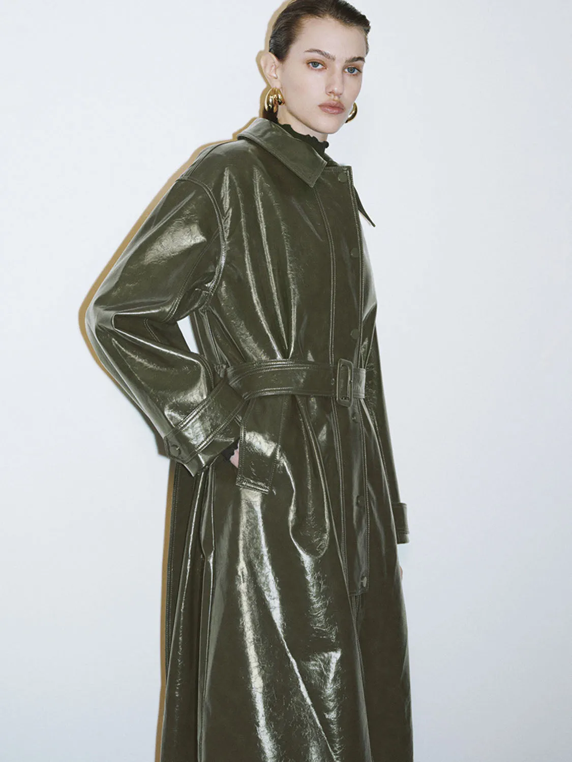 Vegan Leather Maxi Coats