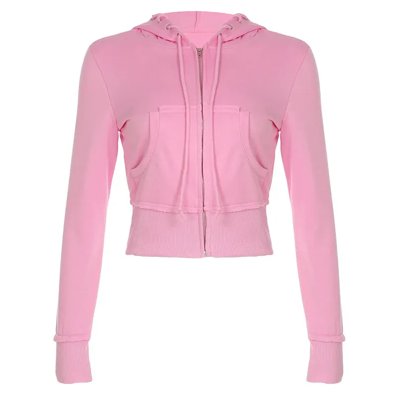 Women's Drawstring Hooded Hoodie & Pants Set - Solid Zipper Two-Piece Outfit for Autumn & Winter